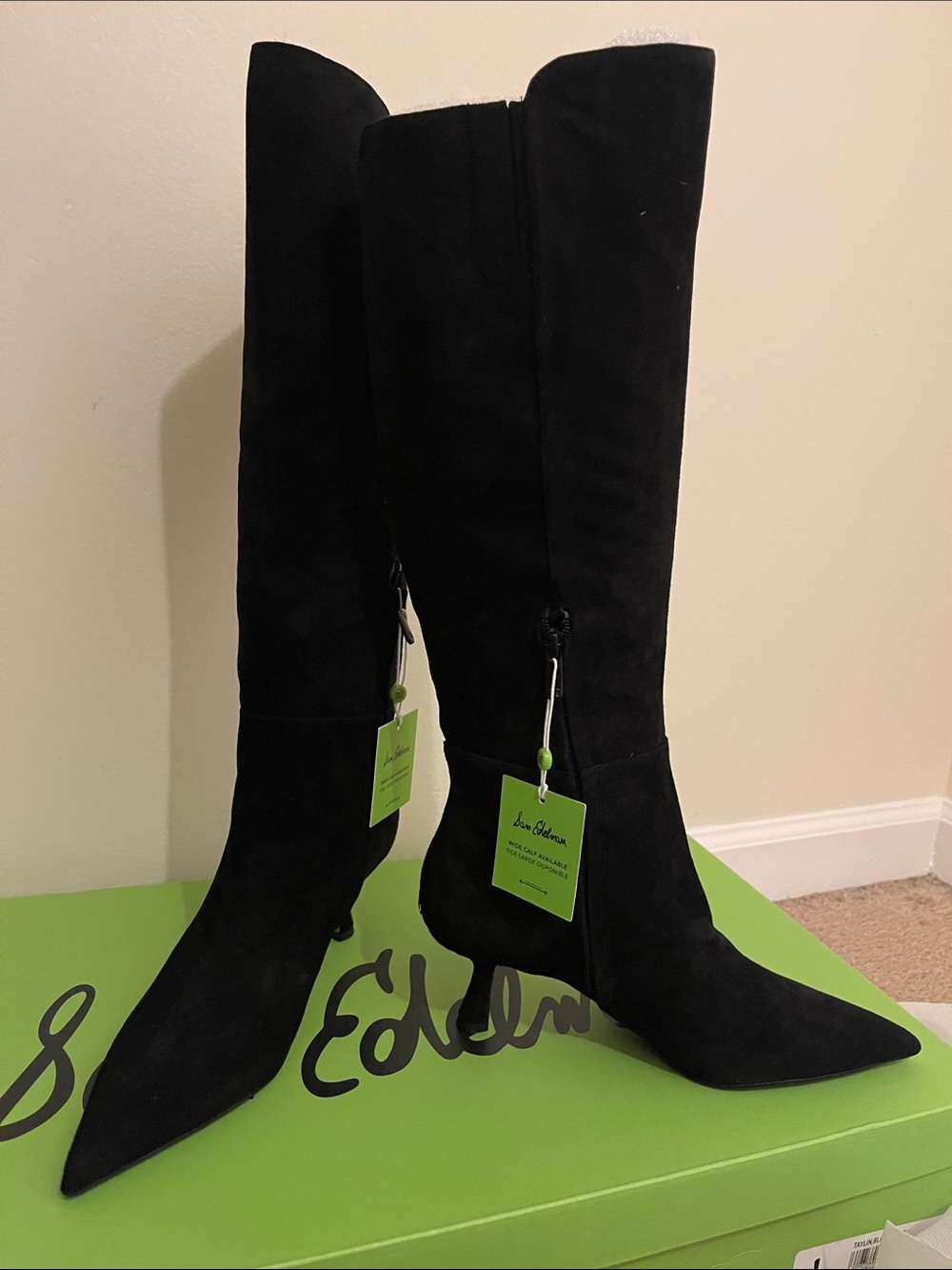 Sam Edelman Black Women's Knee-High Pointed Toe Suede Boots size 9 1/2
